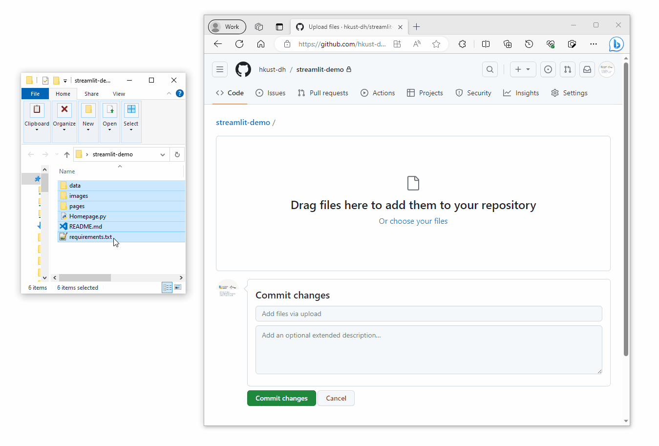 Upload files to Github repository - Step 2