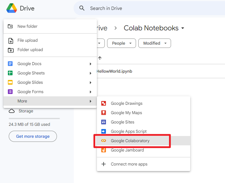 Create new Google Colab file