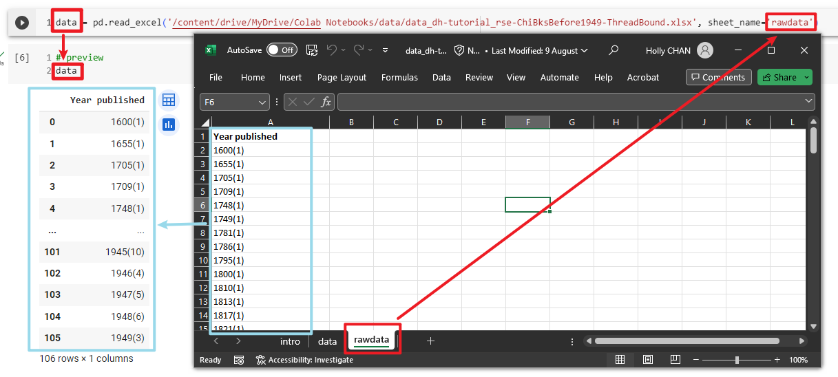 Load and preview Excel data in Jupyter Notebook