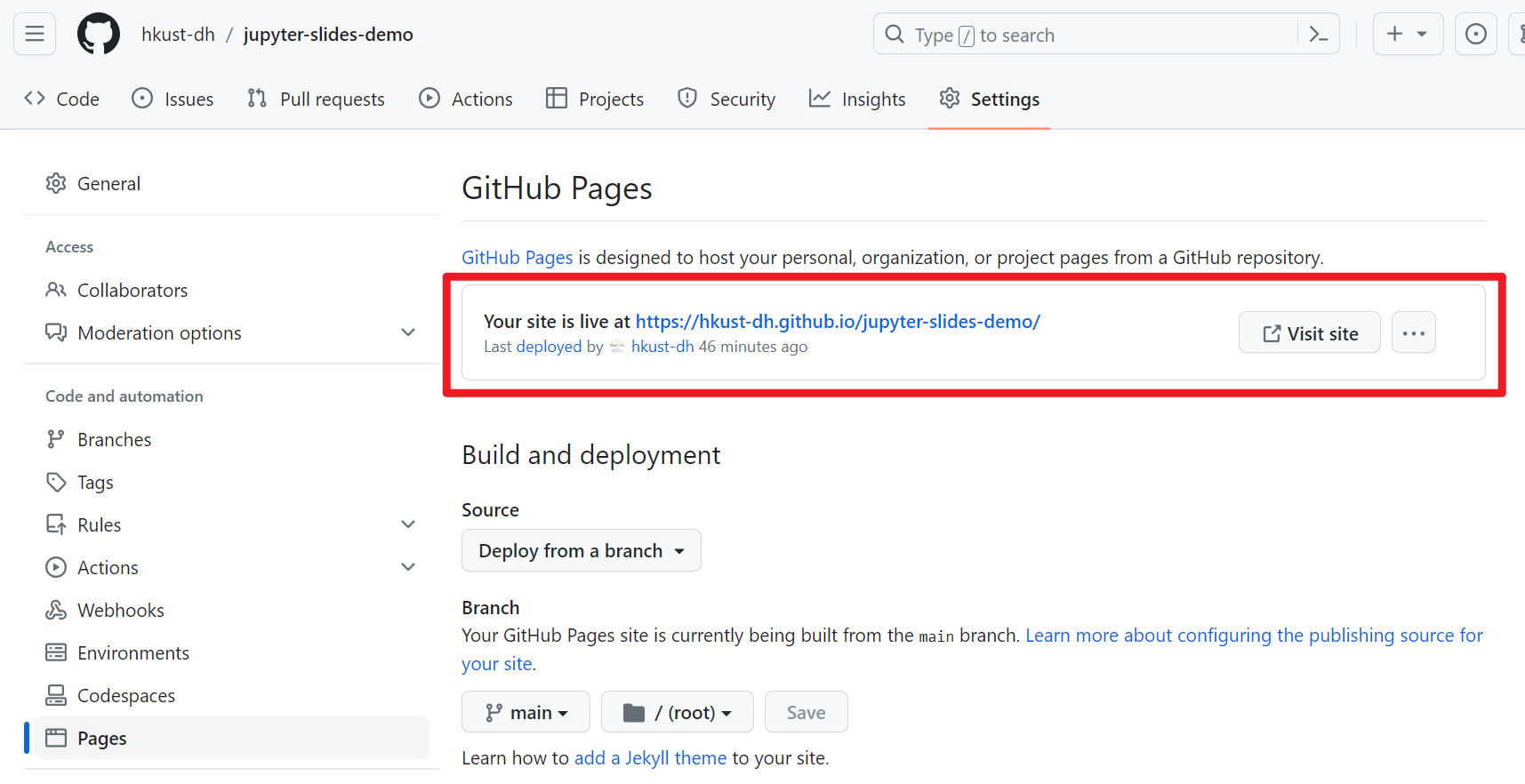 github pages deployed