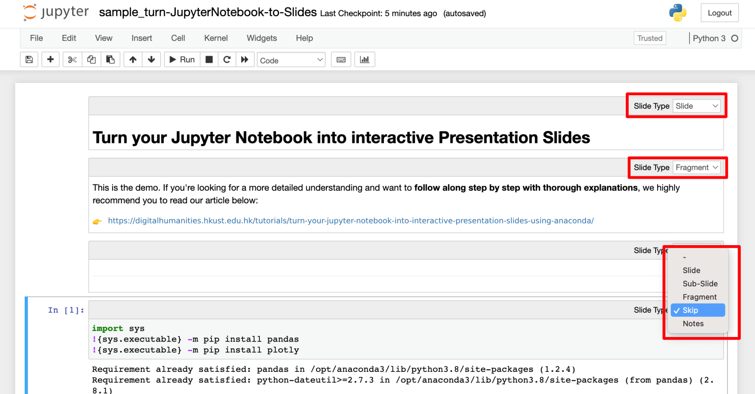 Turn Your Jupyter Notebook Into Interactive Presentation Slides Using Anaconda Hkust Digital 