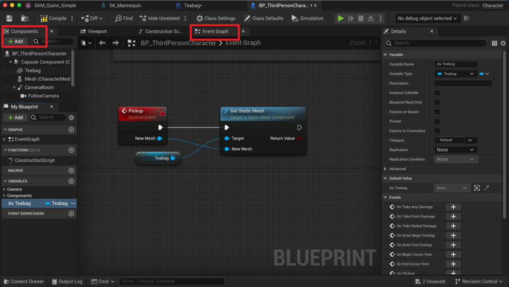 UE5 grab - Step 4: Create Pickup Event